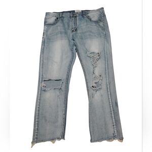 KDNK Men's Jeans Stack Light Wash Distressed Size 38